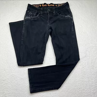 Rock Revival Straight Leg Black Denim Jeans Size 30 X 30.5 Lambeth • $69.99