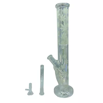 $40.75 • Buy 16  Hookah Maple Leaves Heavy Glass Bong Smoking Bongs Filter +14mm Bowl Silver