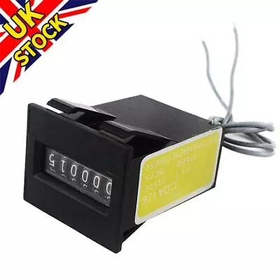 UK 12V DC 6 Digit Impulse Arcade Coin Counter Mechanical Wire Leads Base VDC • £6.22