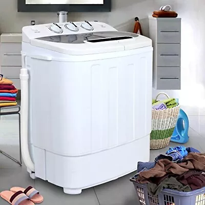 Mini Wash Machine Compact Twin Tub 13lbs Top Load Washer Spin Cycle Dryer • $104.58