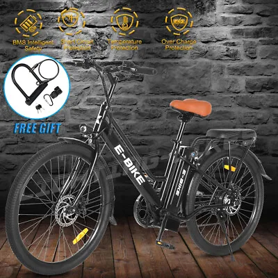 500W 26'' Electric Bicycle 7 Speed Fat Tire Snow Beach City E-bike Black 36V • $478.59