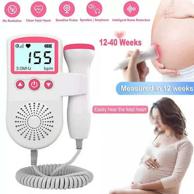 Baby Heart Beat Rate Monitor Ultrasonic Probe Prenatal Fetal Doppler Detector • £11.99