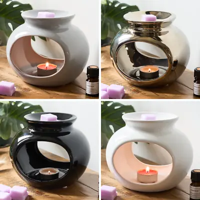 Wax Warmer Ceramic Oval Orb Oil Burner Melt Gift Boxed Grey White Black • £8.99