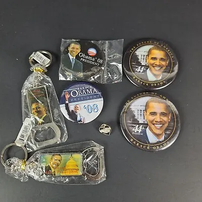 Barack Obama 44th President & Campaign Pin Buttons & Keychain Bottle Openers • $14.99