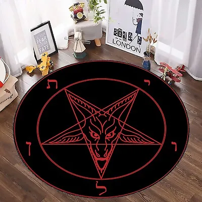 Pentagram Round The Star Round Rug Satan Round Satanic Rug Magic Circle Rug • $49