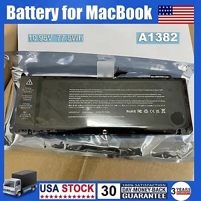 A1382 Battery 77.5Wh For MacBook Pro 15  A1286 Early /Late 2011 Mid 2012 10.95V • $22.55