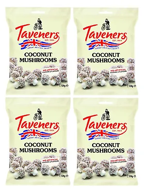 Taveners Coconut Mushrooms 120g Bags Great British Sweets Gluten Free Dairy Free • £4.49