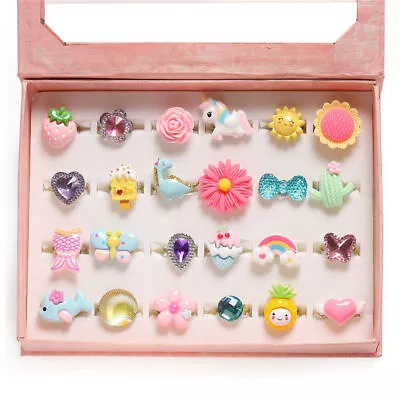 24pcs Kids Girls Rings Toy Cute Charm Jewelry Rings Set Princess Jewellery Gift' • $14.15