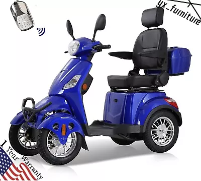 Heavy Duty 4-Wheel Mobility Scooters 31 Miles 3-Speed 800W 500lbs Capacity Blue • $2698.99