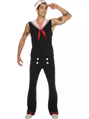 Adult's Mens All Hands On Deck Retro Sailor Wartime Marine Deckhand Costume • $42.98