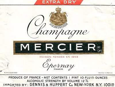 Mercier Champagne Epernay French Wine Label Vintage Original A424 • $11.97