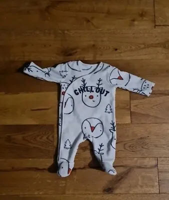 Baby Fleece Sleepsuit Age 0-3 Mths Chill Out • £2.50