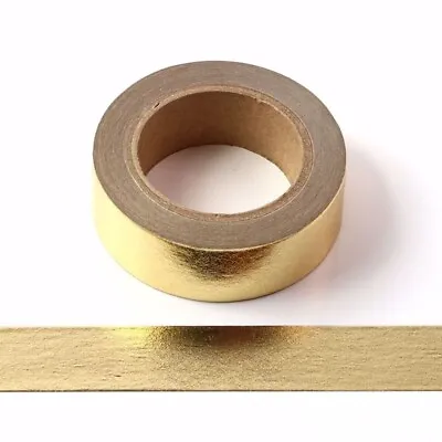 Gold Solid Foil Washi Tape Decorative Self Adhesive Masking Tape 15mm X 10 Meter • £3.74