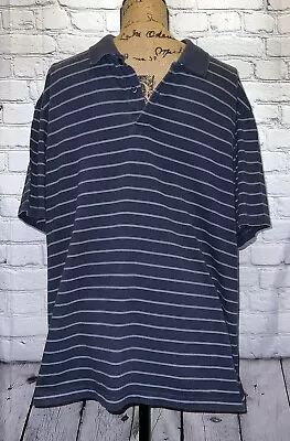 Mens Short Sleeve Striped Navy Polo Shirt Black XXL J Ferrar • $11.25