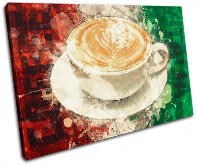 Cafe Coffee Italia Paint  Food Kitchen CANVAS WALL ART Picture Print VA • £19.99