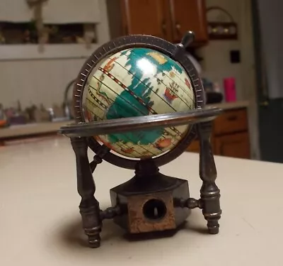 Vintage Die Cast Spinning World Globe Metal Pencil Sharpener • $5.99