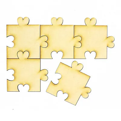 Wooden Jigsaw Heart Puzzle Pieces Laser Cut MDF Craft Blank Shapes • £3.60