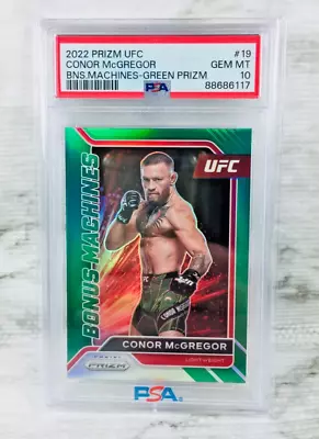 2022 UFC Prizm #19  CONOR McGREGOR  Green Prizm BONUS MACHINES PSA 10 GEM MINT • $74.99