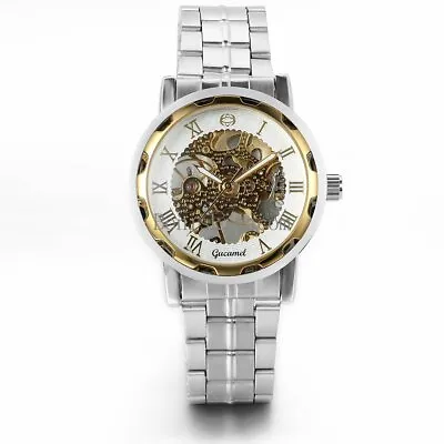 Men's Skeleton Wrist Watch Hand-winding Mechanical Luxury Stainless Steel Sport • $15.99
