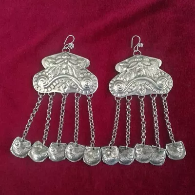 Original Retro Big Personality Handmade Miao Silver Butterfly Fish Earring 1pair • $40