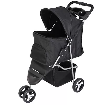 Dog Stroller Pet Travel Carriage 3 Wheeler W/Foldable Carrier Cart W/Cup Holder • $53.58