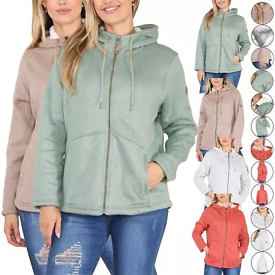 £12.59 • Buy Ladies Womens Sherpa Fleece Fur Lined Padded Hooded Jacket Warm Hiking Coat