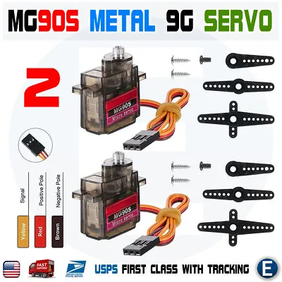 2 MG90S Micro Metal Gear 9g Servo For RC Airplane Helicopter Boat Upgraded SG90 • $3.64