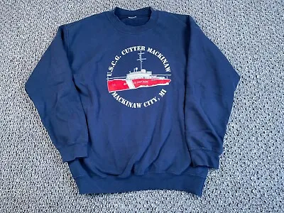 VTG USCG Cutter Mackinaw Sweatshirt Adult Medium Dark Blue Crewneck Michigan • $22