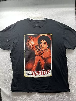 Michael Jackson Shirt Mens 2XL XXL 2X Black Short Sleeve Thriller Music Poster • $13.59