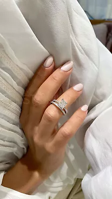 £7800.48 • Buy 2.5 Ct Natural Radiant Cut Diamond Thin Matching Wedding Band In 14K White Gold