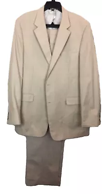 JoS A Bank Men’s Suit Tan Check Career Pleated Cuff Pant Wool Sz 46 XL & 41 XL • $75.99