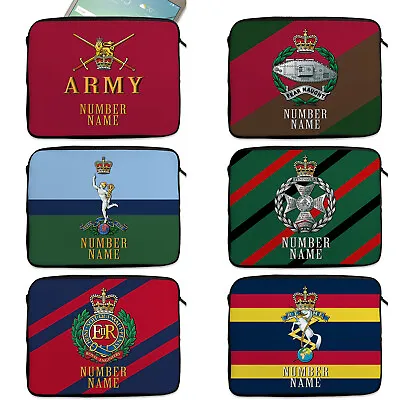 Personalised Military Laptop Sleeve Cap Badge Neoprene Travel Case Official TR • £14.95