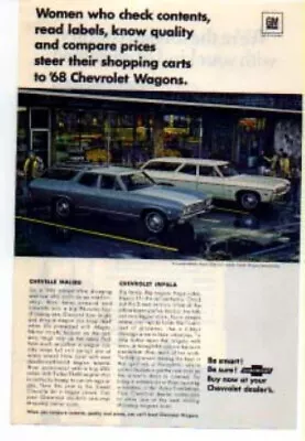 1968 Chevrolet Chevelle Malibu Wagon And Impala 3 Seat Wagon Ad Auc3721 • $10.95