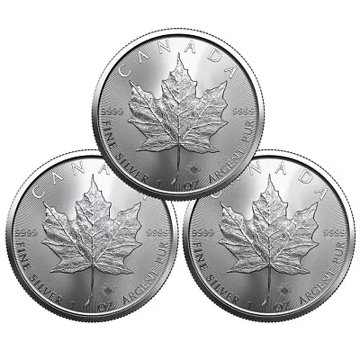 Lot Of 3 - 2023 $5 Silver Canadian Maple Leaf 1 Oz BU • $102.20