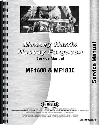 Massey Ferguson 1500 1800 Tractor Service Repair Manual • $86.99