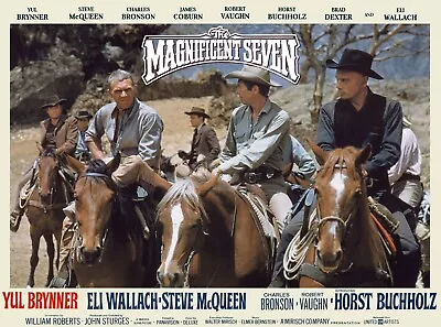 THE MAGNIFICENT SEVEN 7 1960  Quad Poster Print 30x40  Yul Brynner Steve McQueen • $31.09