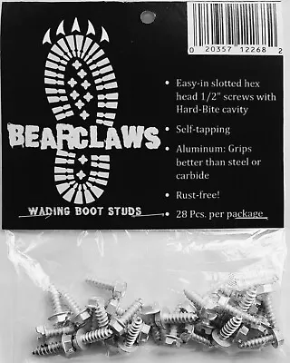 Bearclaws Wading Wader Boots 28 STUDS Cleats Screws ALUMINUM *better Than Steel! • $10.99