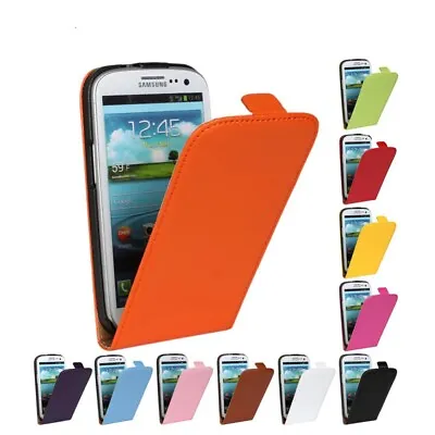 Luxury REAL LEATHER FLIP CASE FOR SAMSUNG GALAXY S3 MINI I8190 UK FREE DISPATCH • £5.19