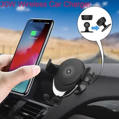 30W Car  Wireless Charger 2in1 Mount Bracket For IPhone15 Pro Max 14 13 12 11 XS • $14.98