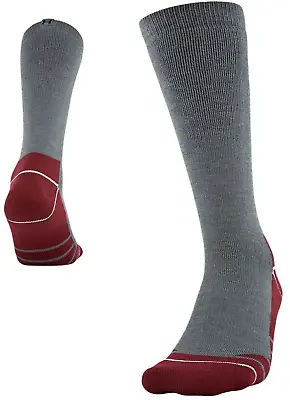 Under Armour Hitch Heavy 3.0 Boot Socks Pitch Gray-Maroon Mens Size 4-8 • $12.96