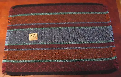 Vintage Vera Woven Placemat Striped Blue Rust Green 19  X 14  OF5 • $5.99