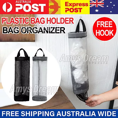 Plastic Bag Holder Dispenser Mesh Storage Garbage Bags Organizer Hanging MEL • $5.36