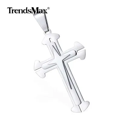Unisex Mens Byzantine Chain Silver Stainless Steel Cross Pendant Necklace 18-30  • $7.99