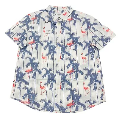 Goodfellow & Co. Mens Size L Short Sleeve Button Down Shirt Palm Trees Flamingo • $6.99