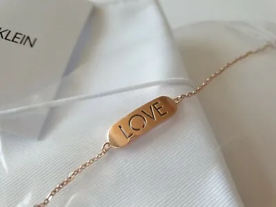 £27 • Buy Calvin Klein Rose Gold Love Message Chain Bracelet Steel Kj7cpb100200 Rrp £55