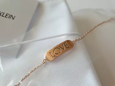 Calvin Klein Rose Gold Love Message Chain Bracelet Steel Kj7cpb100200 Rrp £55 • £27