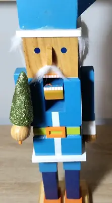 Wooden Nutcracker From Target 2013 Santa Minecraft Style Blue Christmas • $16.95