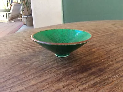 A Chinese Apple Green Crackle Glaze Tea Bowl Of Conical Shape Ming - Middl Qing • $45