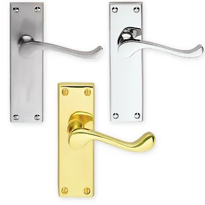 £10.40 • Buy VICTORIAN SCROLL INTERIOR DOOR HANDLES Brass Chrome Lever Latch Lock Bathroom WC