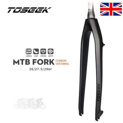 £74.99 • Buy TOSEEK 26/27.5/29 Inch Mountain Bike Rigid Fork 1-1/8  Tapered Cabon Fiber Forks